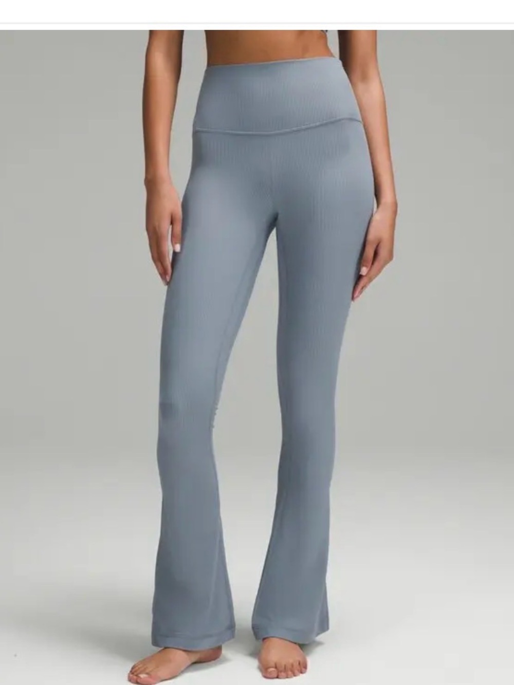 lululemon athletica Ribbed High-Waist Flared Pants in Light Gray Blue